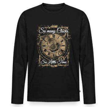 Horlogerie Signification Horloger - T-shirt manches longues Premium bio Homme - noir - Devant - Nico (187cm)