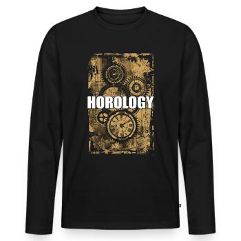 Horlogerie Signification Horloger - T-shirt manches longues Premium bio Homme - noir - Devant - Nico (187cm)