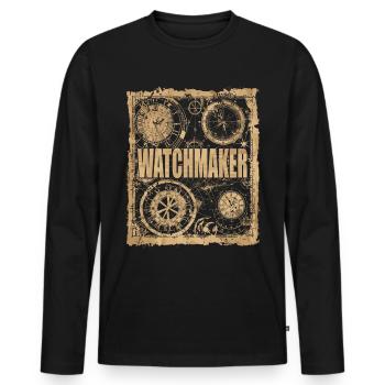 Horlogerie Signification Horloger - T-shirt manches longues Premium bio Homme - noir - Devant - Nico (187cm)