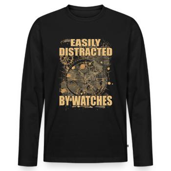 Horlogerie Signification Horloger - T-shirt manches longues Premium bio Homme - noir - Devant - Nico (187cm)