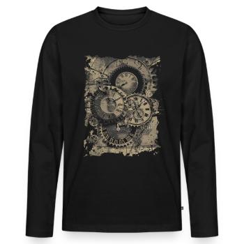 Horlogerie Signification Horloger - T-shirt manches longues Premium bio Homme - noir - Devant - Nico (187cm)