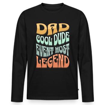 Hôte de l’événement Papa - T-shirt manches longues Premium bio Homme - noir - Devant - Nico (187cm)