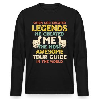 Tour Guide - Männer Premium Bio Langarmshirt - Schwarz - Vorne - Nico (187cm)