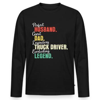 Truck Driver Dad - Men's Premium Organic Long Sleeve Shirt - black - Front - Nico (187cm)
