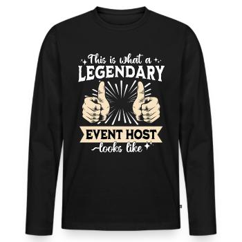 Hôte d’événement légendaire - T-shirt manches longues Premium bio Homme - noir - Devant - Nico (187cm)
