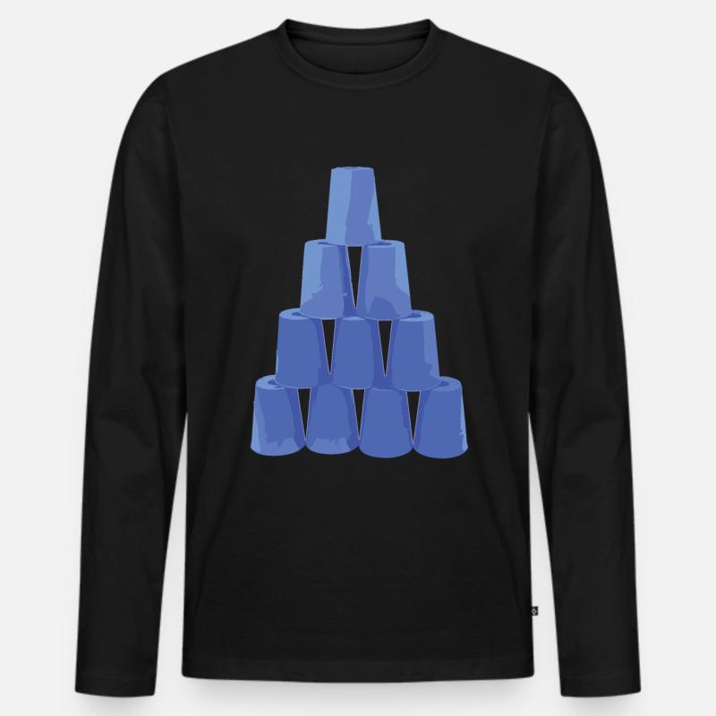 Stapeln Von Bechern Speed Stacker - Männer Premium Bio Langarmshirt - Schwarz