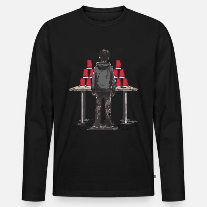 Stapeln Von Bechern Speed Stacker - Männer Premium Bio Langarmshirt - Schwarz
