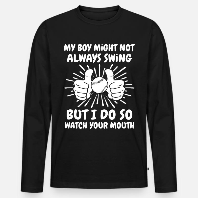 Baseball Junge - Männer Premium Bio Langarmshirt - Schwarz