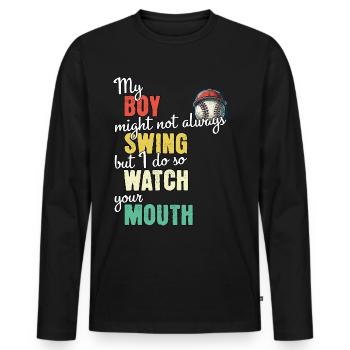 Baseball - Men's Premium Organic Long Sleeve Shirt - black - Front - Nico (187cm)