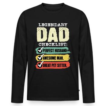 Papa Pet Sitter Fête des Pères - T-shirt manches longues Premium bio Homme - noir - Devant - Nico (187cm)