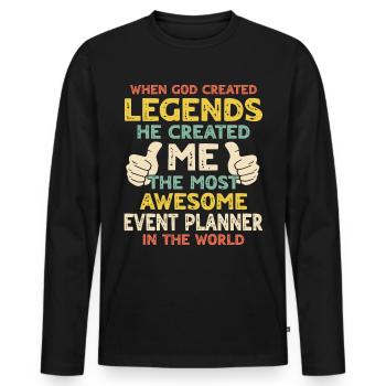 Organisateur d’événements - T-shirt manches longues Premium bio Homme - noir - Devant - Nico (187cm)