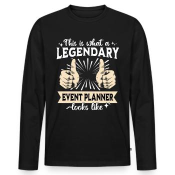Legendary Event Planner - Men's Premium Organic Long Sleeve Shirt - black - Front - Nico (187cm)