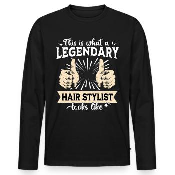 Legendärer Haar Stylist - Männer Premium Bio Langarmshirt - Schwarz - Vorne - Nico (187cm)