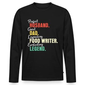 Papa écrivain culinaire - T-shirt manches longues Premium bio Homme - noir - Devant - Nico (187cm)