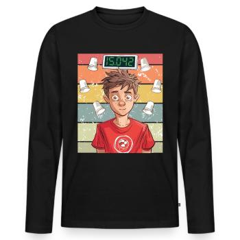 Empilage de gobelets Speed Stacker - T-shirt manches longues Premium bio Homme - noir - Devant - Nico (187cm)