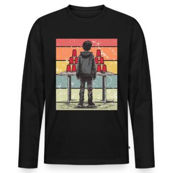 Empilage de gobelets Speed Stacker - T-shirt manches longues Premium bio Homme - noir - Devant - Nico (187cm)