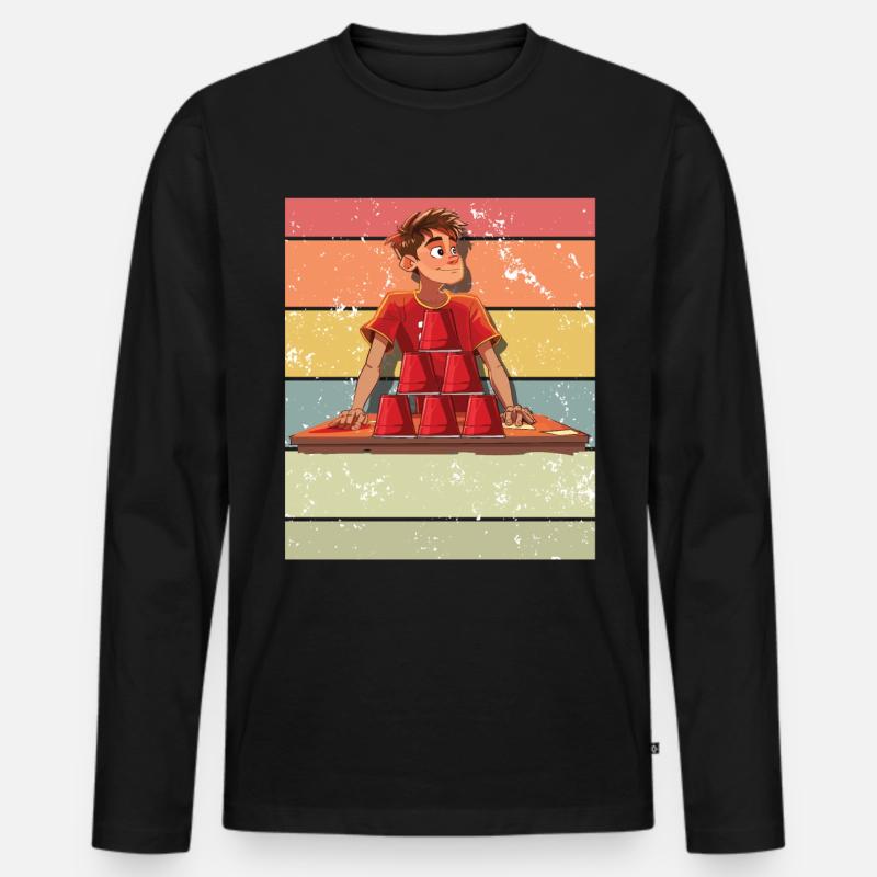 Stapeln Von Bechern Speed Stacker - Männer Premium Bio Langarmshirt - Schwarz