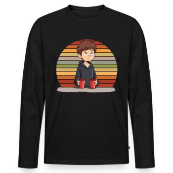 Empilage de gobelets Speed Stacker - T-shirt manches longues Premium bio Homme - noir - Devant - Nico (187cm)