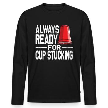 Empilage de gobelets Speed Stacker - T-shirt manches longues Premium bio Homme - noir - Devant - Nico (187cm)