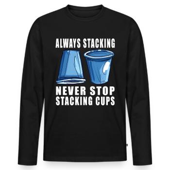Empilage de gobelets Speed Stacker - T-shirt manches longues Premium bio Homme - noir - Devant - Nico (187cm)