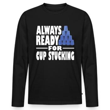 Empilage de gobelets Speed Stacker - T-shirt manches longues Premium bio Homme - noir - Devant - Nico (187cm)