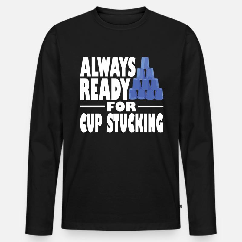 Stapeln Von Bechern Speed Stacker - Männer Premium Bio Langarmshirt - Schwarz