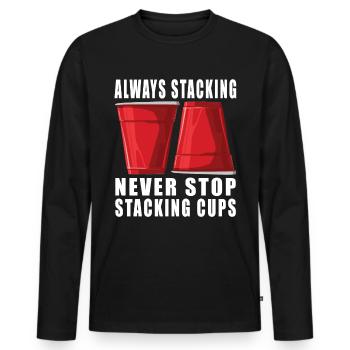 Stapeln Von Bechern Speed Stacker - Männer Premium Bio Langarmshirt - Schwarz - Vorne - Nico (187cm)