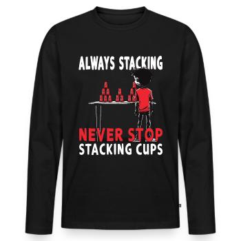 Empilage de gobelets Speed Stacker - T-shirt manches longues Premium bio Homme - noir - Devant - Nico (187cm)