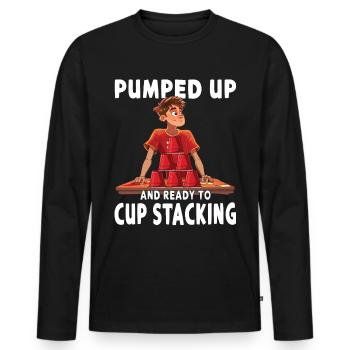 Stapeln Von Bechern Speed Stacker - Männer Premium Bio Langarmshirt - Schwarz - Vorne - Nico (187cm)