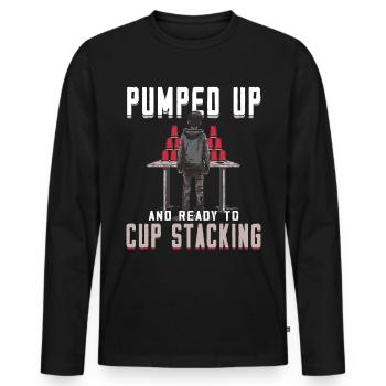 Empilage de gobelets Speed Stacker - T-shirt manches longues Premium bio Homme - noir - Devant - Nico (187cm)