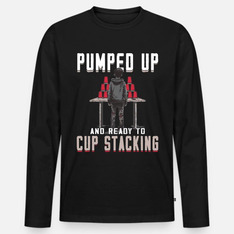 Stacking Cups Speed Stacker - Men's Premium Organic Long Sleeve Shirt - black