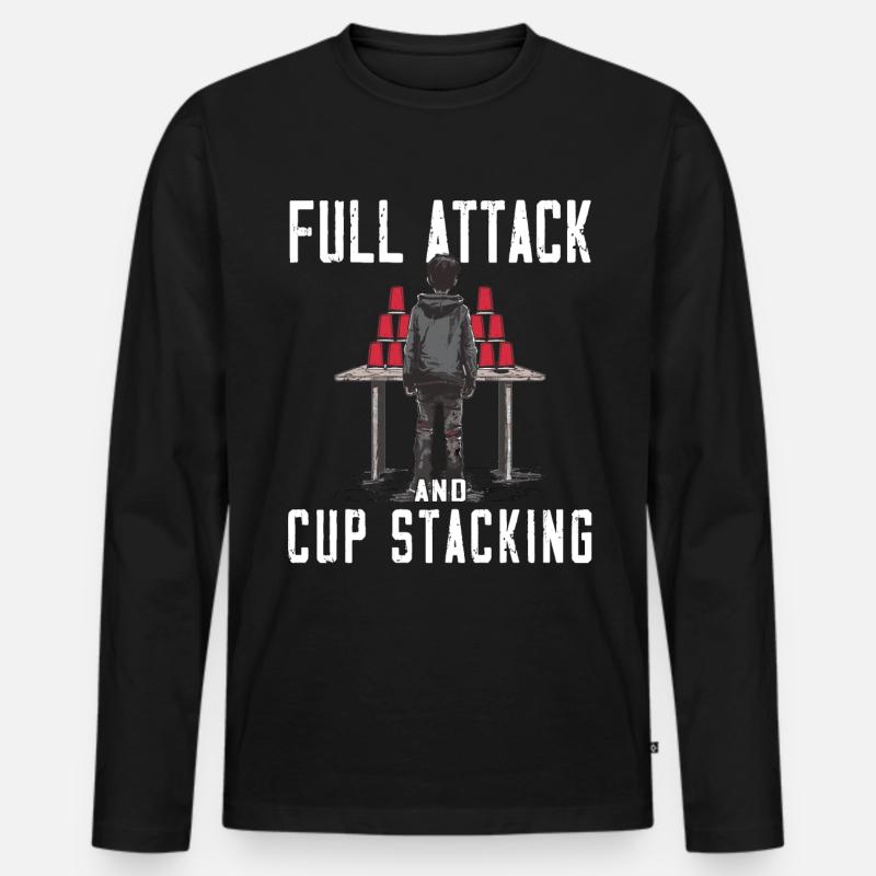 Stapeln Von Bechern Speed Stacker - Männer Premium Bio Langarmshirt - Schwarz