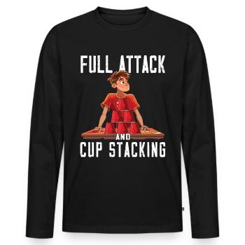 Empilage de gobelets Speed Stacker - T-shirt manches longues Premium bio Homme - noir - Devant - Nico (187cm)