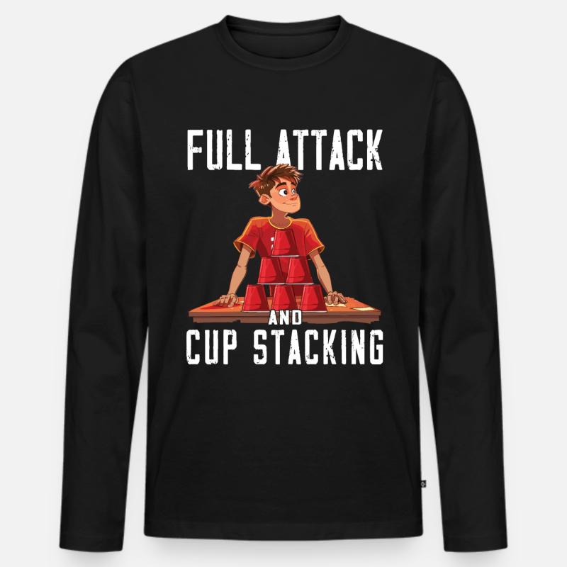 Empilage de gobelets Speed Stacker - T-shirt manches longues Premium bio Homme - noir