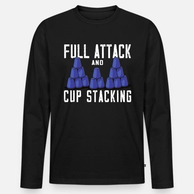 Stapeln Von Bechern Speed Stacker - Männer Premium Bio Langarmshirt - Schwarz