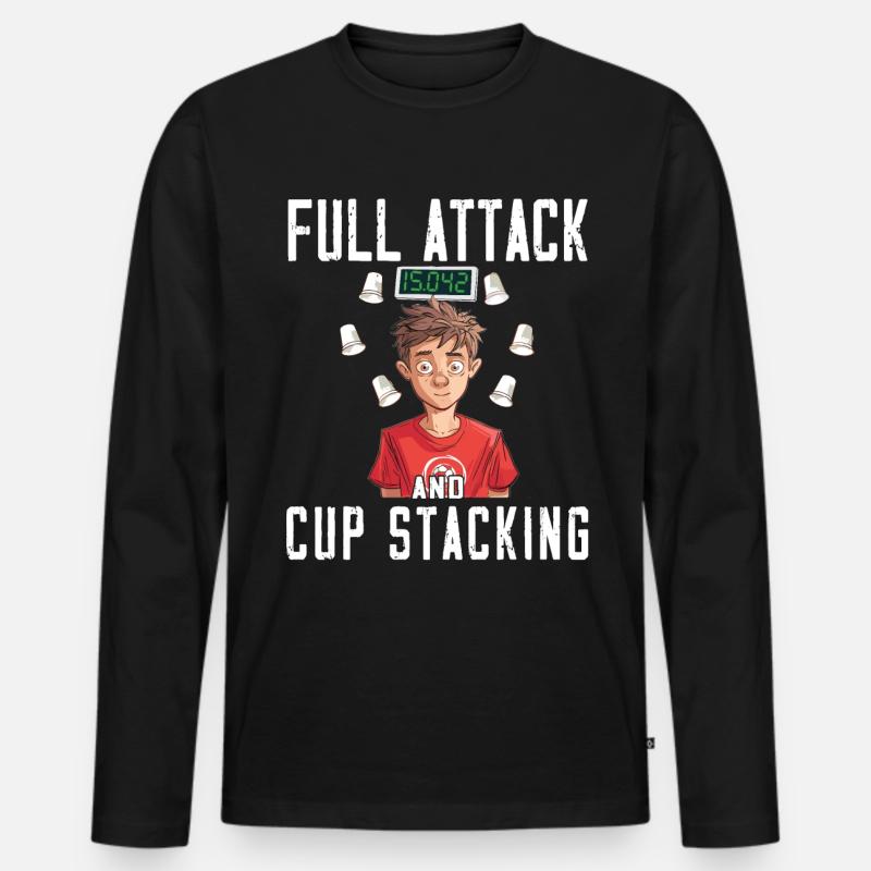 Stacking Cups Speed Stacker - Men's Premium Organic Long Sleeve Shirt - black