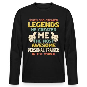 Personal Trainer - Men's Premium Organic Long Sleeve Shirt - black - Front - Nico (187cm)