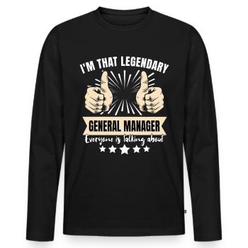 Legendärer General Manager - Männer Premium Bio Langarmshirt - Schwarz - Vorne - Nico (187cm)
