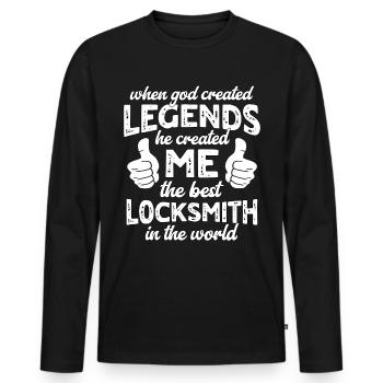 Meilleur serrurier légende - T-shirt manches longues Premium bio Homme - noir - Devant - Nico (187cm)