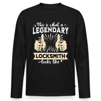 Legendary Locksmith - Men's Premium Organic Long Sleeve Shirt - black - Front - Nico (187cm)