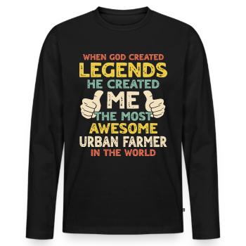 Urban Farmer - Männer Premium Bio Langarmshirt - Schwarz - Vorne - Nico (187cm)