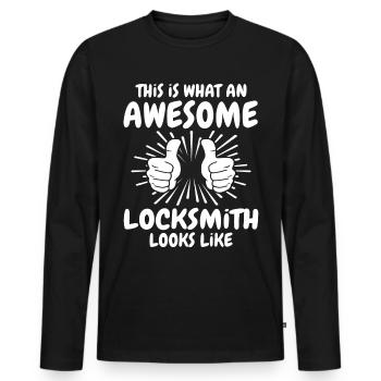 Schlosser - Männer Premium Bio Langarmshirt - Schwarz - Vorne - Nico (187cm)