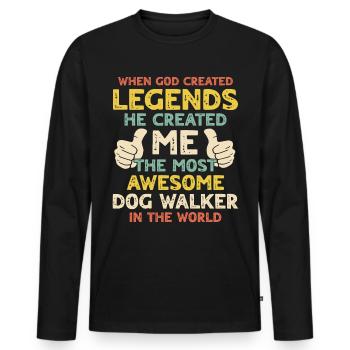 Dog Walker Hundegänger - Men's Premium Organic Long Sleeve Shirt - black - Front - Nico (187cm)