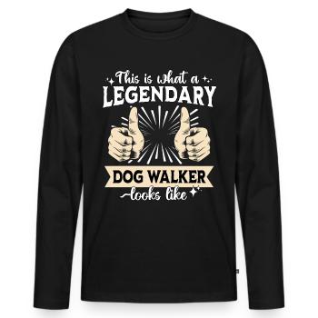Legendary Dog Walker - Men's Premium Organic Long Sleeve Shirt - black - Front - Nico (187cm)