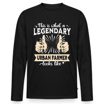 Fermier urbain légendaire - T-shirt manches longues Premium bio Homme - noir - Devant - Nico (187cm)