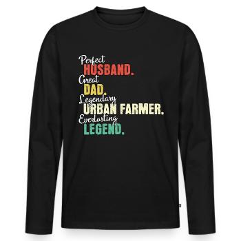 Urban Farmer Dad - Men's Premium Organic Long Sleeve Shirt - black - Front - Nico (187cm)