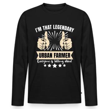 Fermier urbain légendaire - T-shirt manches longues Premium bio Homme - noir - Devant - Nico (187cm)