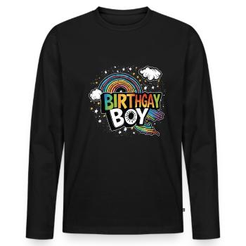 C’est ma naissancegay naissance-gay lgbt gay - T-shirt manches longues Premium bio Homme - noir - Devant - Nico (187cm)