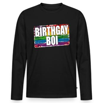 C’est ma naissancegay naissance-gay lgbt gay - T-shirt manches longues Premium bio Homme - noir - Devant - Nico (187cm)