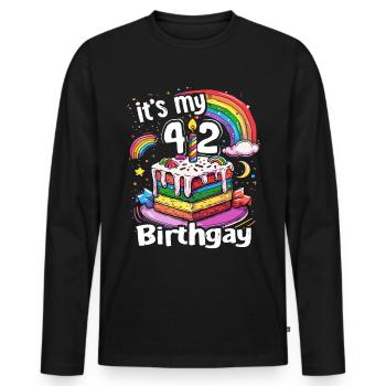 C’est ma naissancegay naissance-gay lgbt gay - T-shirt manches longues Premium bio Homme - noir - Devant - Nico (187cm)